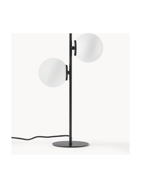 Lampada da tavolo in vetro opale Atlanta, Struttura: metallo verniciato a polv, Bianco, nero, Ø 15 x Alt. 45 cm