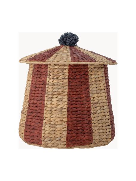 Panier de rangement enfant en jacinthe d'eau Birsen, Jacinthe d'eau, Brun clair, rouge, Ø 40 x haut. 40 cm