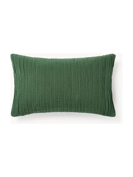 Funda de cojín de algodón con plisado Artemis, 99% algodón, 1% poliéster, Verde oscuro, An 30 x L 50 cm