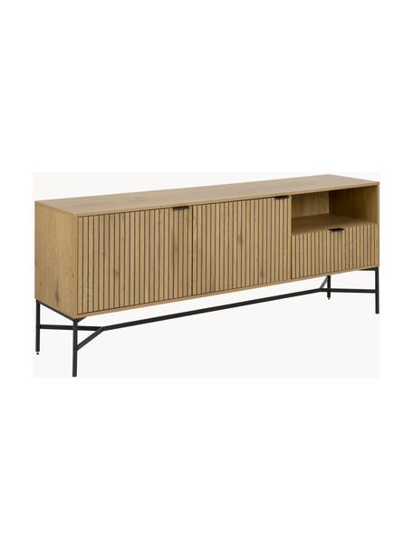 Aparador de madera Jaipur, Estructura: tablero de fibras de dens, Beige claro, negro, An 180 x Al 70 cm