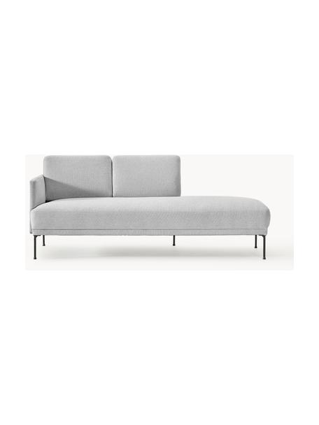 Chaise longue Fluente, Bekleding: 100% polyester Met 80.000, Frame: massief grenenhout, berke, Poten: metaal, gepoedercoat Dit , Geweven stof lichtgrijs, B 202 x D 85 cm, rugleuning links