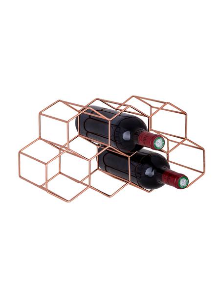 Stojak na wino na 7 butelek Hexagon, Metal, Różowe złoto, S 37 x W 19 cm