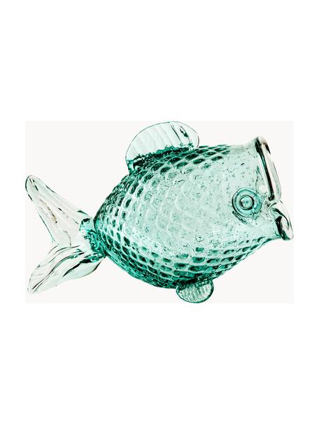 Designová skleněná dóza Fish, Sklo, Šalvějově zelená, Š 38 cm, V 24 cm