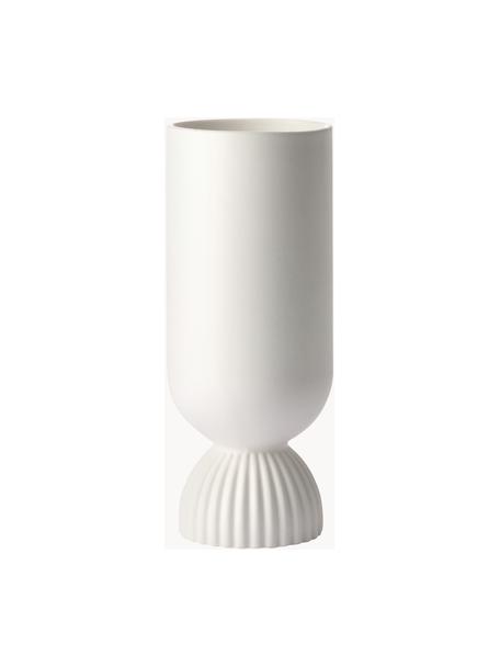 Vase avec détail nervuré Koralle, Grès cérame, Blanc, Ø 10 x haut. 25 cm