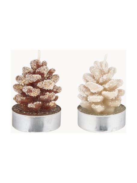 Velas tealight Forest, 8 uds., Cera, Marrón, beige, Ø 4 x Al 6 cm