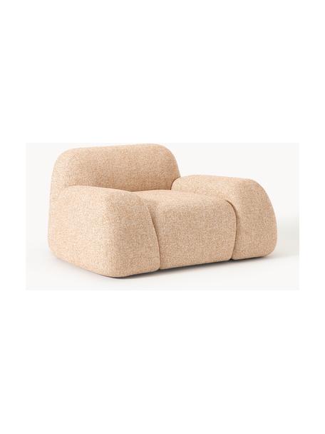 Sillón en tejido bouclé Wolke, Tapizado: tejido bouclé (96% poliés, Tapizado: espuma de poliuretano, ce, Estructura: madera de pino, madera de, Patas: plástico Este producto es, Bouclé naranja, An 138 x F 105 cm