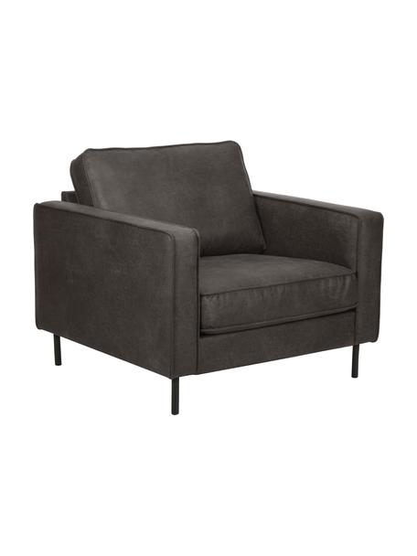 Sessel Hunter aus recyceltem Leder, Bezug: 70% recyceltes Leder, 30%, Gestell: Massives Kiefernholz, FSC, Leder Braungrau, B 87 x T 95 cm
