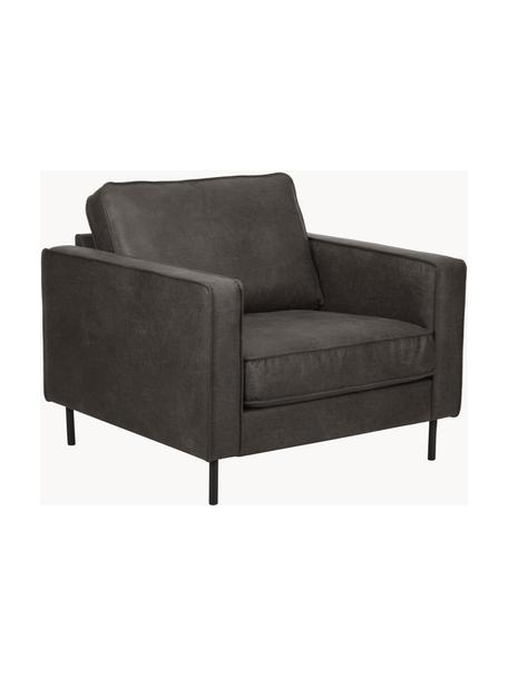 Sessel Hunter aus recyceltem Leder, Bezug: 70% recyceltes Leder, 30%, Gestell: Massives Kiefernholz, FSC, Füße: Metall, pulverbeschichtet, Leder Taupe, B 87 x T 95 cm