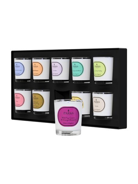 Set de velas perfumadas Vintage Aromatherapy, 10 uds., Recipiente: cristal, Caja: rosa, lila, Ø 5 x Al 5 cm