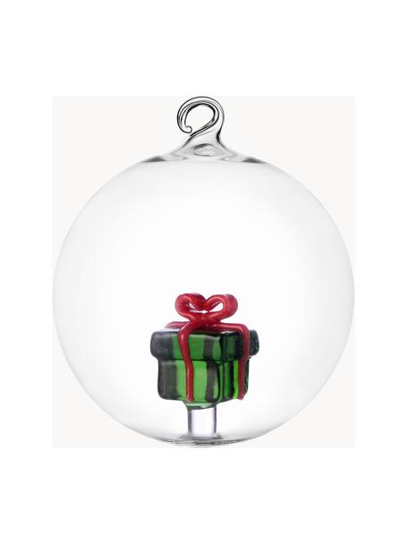 Boules de Noël faites main Christmas Tales, 2 pièces, Verre borosilicate, Transparent, vert, rouge, Ø 8 cm