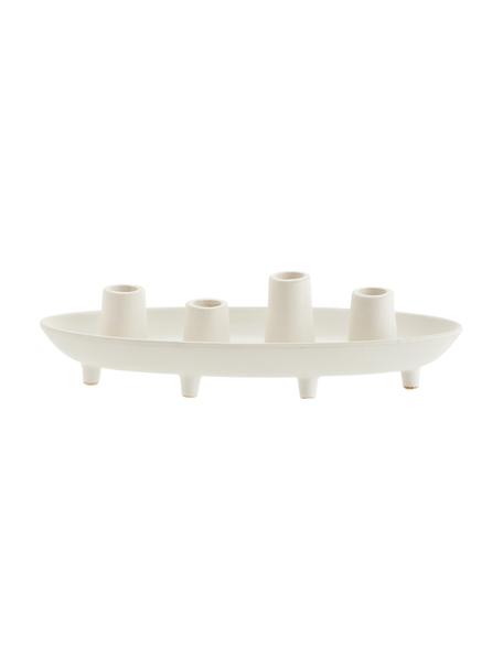 Candelabro de gres Boat, Gres, Blanco crema, An 33 x Al 9 cm