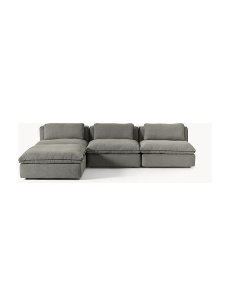 Modulares Ecksofa Felix mit Hocker, Bezug: 100 % Polyester Der strap, Gestell: Massives Kiefern- und Fic, Füße: Kunststoff Dieses Produkt, Webstoff Dunkelgrau, B 300 x T 210 cm