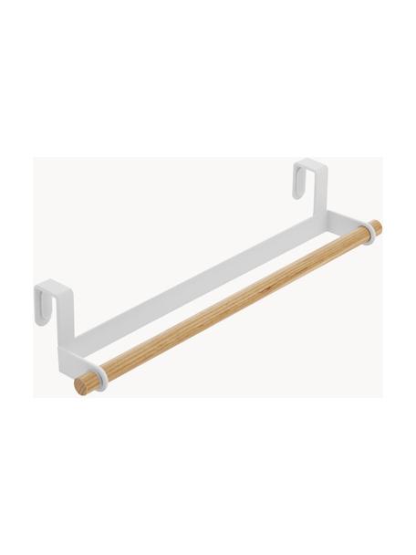Handtuchhalter Tosca, Halter: Stahl, beschichtet, Stange: Holz, Weiß, Helles Holz, B 33 x H 6 cm