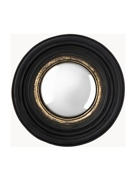 Specchio rotondo da parete con cornice Resi, Cornice: poliresina, Superficie dello specchio: lastra di vetro, Nero, dorato, Ø 26 x Prof. 4 cm