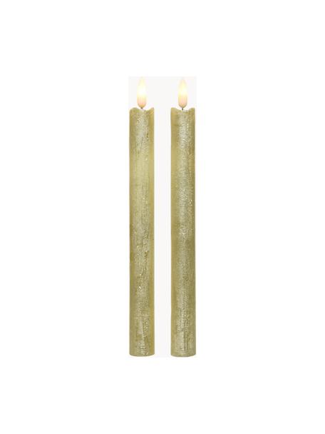LED-Stabkerzen Bonna, 2 Stück, Wachs, Goldfarben, H 24 cm