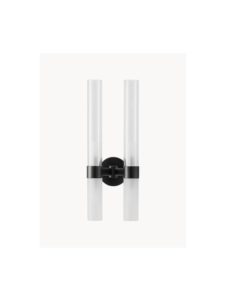 Wandleuchte Century mit Diffusorscheiben, Schwarz, Transparent, B 18 x H 47 cm