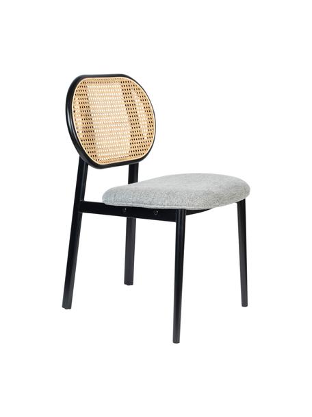 Gestoffeerde stoel Spike met Weens vlechtwerk, Bekleding: 100% polyester, Frame: massief berkenhout, gelak, Poten: gepoedercoat staal, Grijs, zwart, beige, 46 x 58 cm