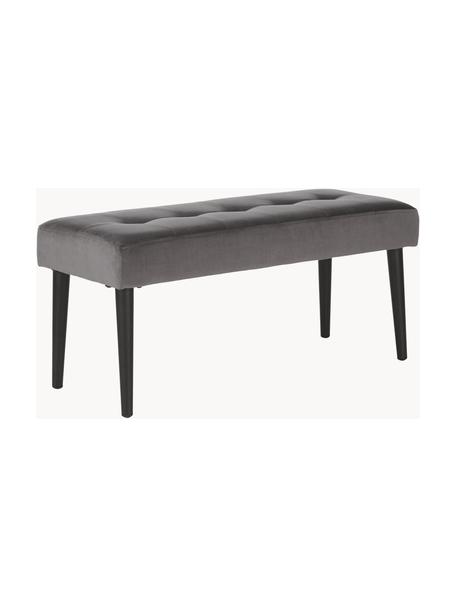 Banquette en velours Glory, Velours gris foncé, pieds noirs, larg. 95 x prof. 38 cm