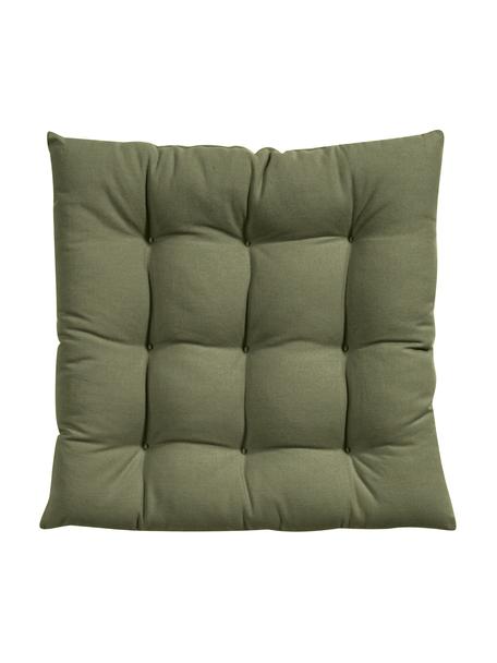 Cojín para silla de algodón Ava, Funda: 100% algodón, Verde oliva, An 40 x L 40 cm