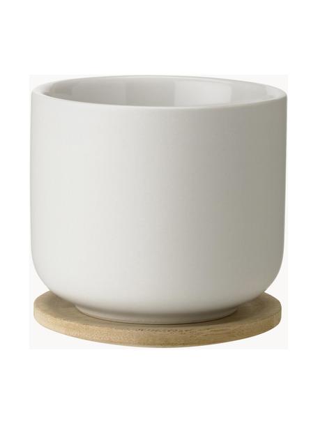 Tazza senza manico con coperchio/sottotazza Theo, Bianco latteo, Ø 8 x Alt. 8 cm, 200 ml