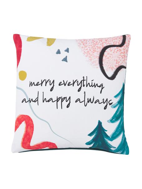 Federa arredo con scritta invernale Happy Always, 100% cotone, Multicolore, Larg. 45 x Lung. 45 cm