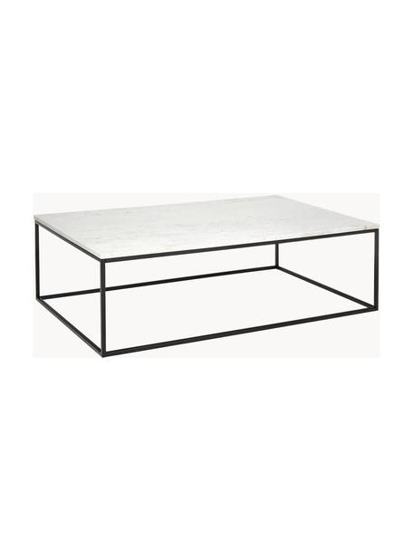 Grande table basse en marbre Alys, Blanc marbré, noir, larg. 120 x prof. 75 cm