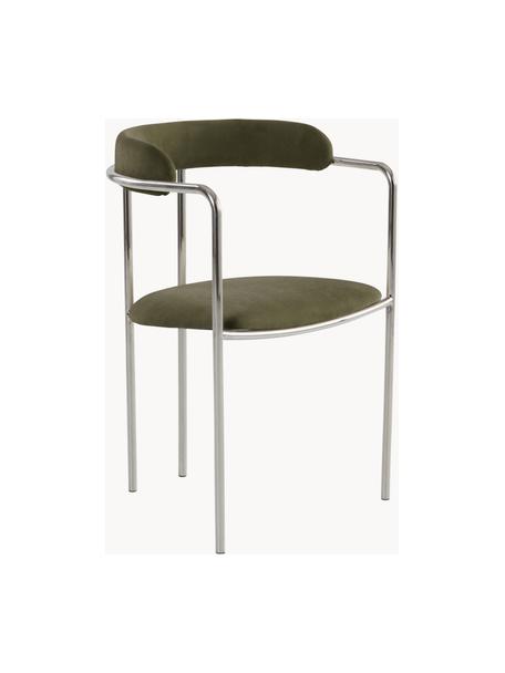 Krzesło tapicerowane Maryland, Tapicerka: 100% poliester Dzięki tka, Stelaż: metal malowany proszkowo, Zielona tkanina, S 54 x G 49 cm