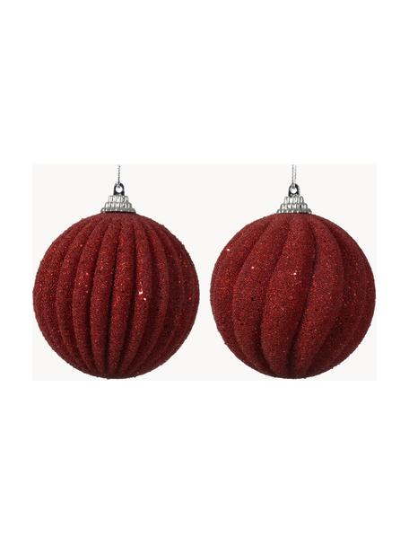 Boules de Noël Loop, 12 élém., Mousse, Lie de vin, Ø 8 cm
