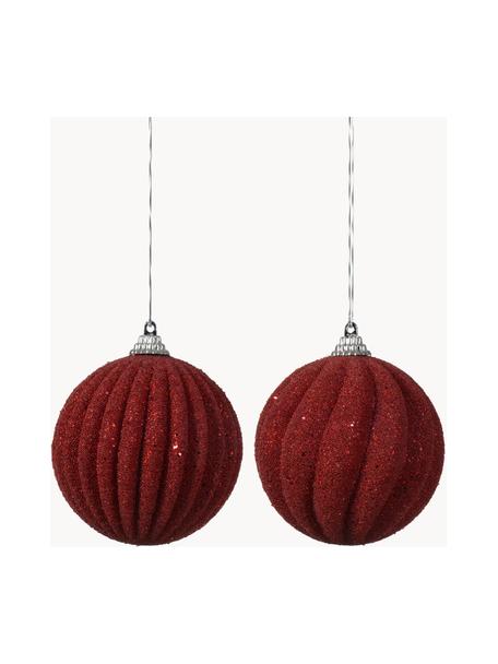 Boules de Noël Loop, 12 élém., Mousse, Lie de vin, Ø 8 cm