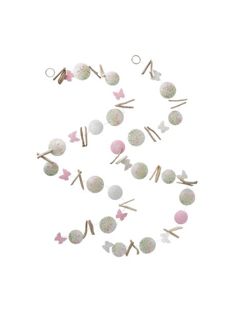 Set de guirnaldas artesanales Rosalie, 3 pzas., Almejas capiz impresas, madera flotante, Verde, rosa pálido, blanco, madera, Ø 7 x L 180 cm