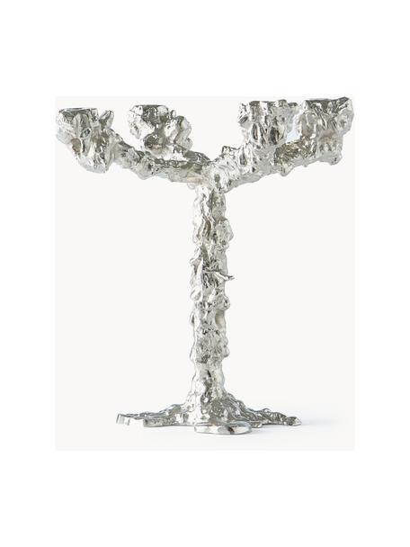 Candelabro artesanal metal Drip, Aluminio recubierto, Plateado, An 28 x Al 32 cm