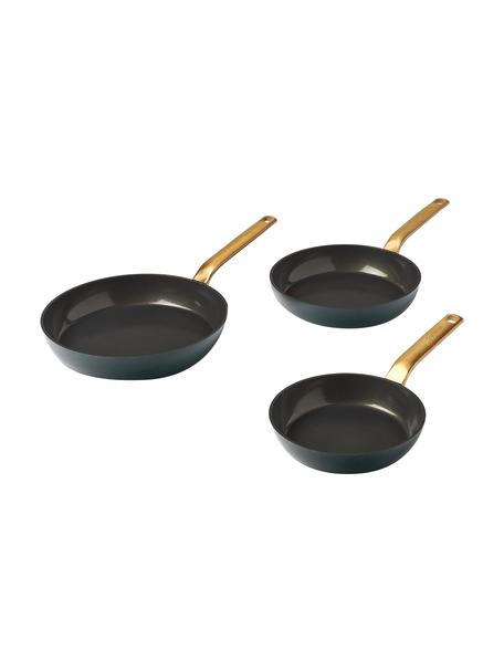 Set de poêles à frire avec revêtement antiadhésif Evolution, 3 élém., Vert foncé, Lot de différentes tailles