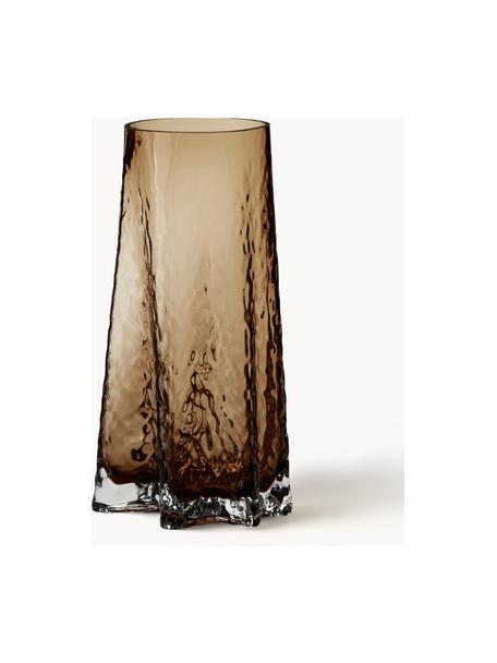 Vaso in vetro soffiato con superficie strutturata Gry, alt. 30 cm, Vetro soffiato, Marrone, semi trasparente, Ø 15 x Alt. 30 cm