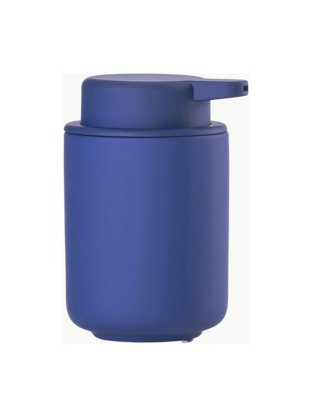 Distributeur de savon en grès à surface veloutée Ume, Bleu roi, Ø 8 x haut. 13 cm