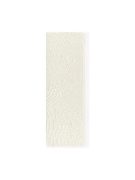 Tapis de couloir en laine tuftée main Aaron, Blanc crème, larg. 80 x long. 250 cm