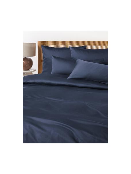 Baumwollsatin-Bettdeckenbezug Comfort, Webart: Satin Fadendichte 250 TC,, Dunkelblau, B 240 x L 220 cm
