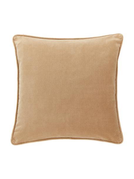 Federa cusino divano in velluto marrone chiaro Dana, 100% velluto di cotone, Marrone, Larg. 40 x Lung. 40 cm