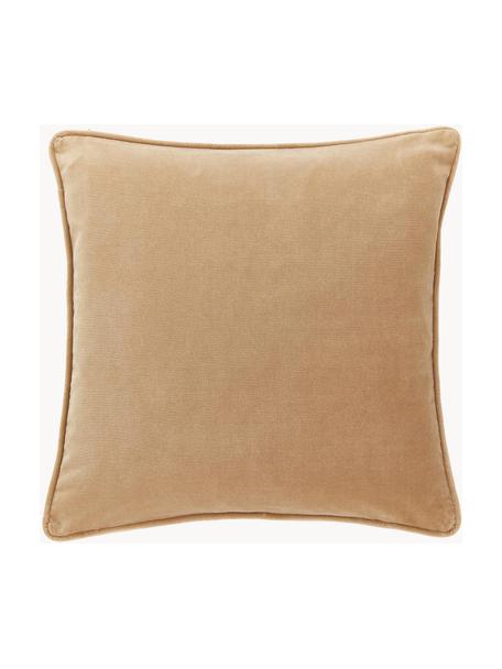 Poszewka na poduszkę z aksamitu Dana, 100% aksamit bawełniany, Jasny brązowy, S 40 x D 40 cm