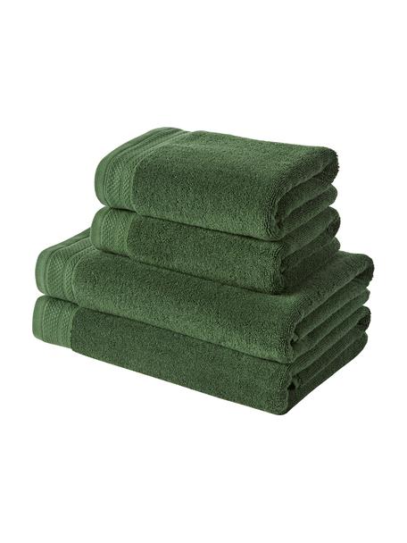 Lot de serviettes de bain en coton bio Premium, 4 élém., 100 % coton bio, certifié GOTS
Qualité supérieure 600 g/m²

Le matériau est certifié STANDARD 100 OEKO-TEX®, IS025 189577, OETI, Vert foncé, Lot de différentes tailles