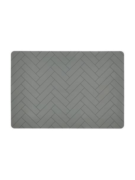 Set de table en silicone Tiles, Silicone, Gris foncé, larg. 33 x long. 48 cm