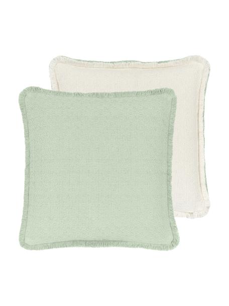Oboustranný povlak na polštář s třásněmi Loran, 100 % bavlna, Zelená, Š 40 cm, D 40 cm