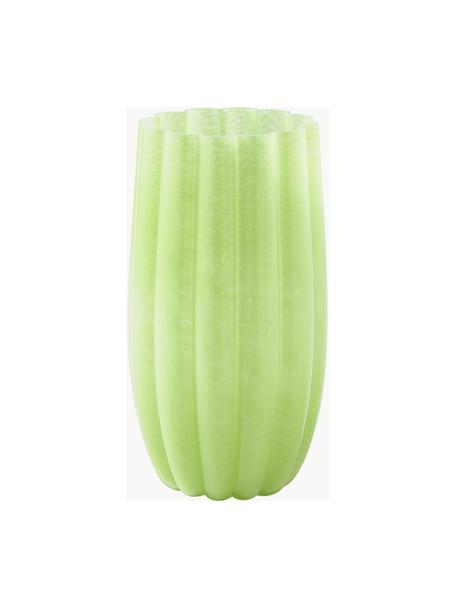 Vase en verre soufflé bouche Melon, haut. 38 cm, Verre, soufflé bouche, Vert clair, Ø 21 x haut. 38 cm