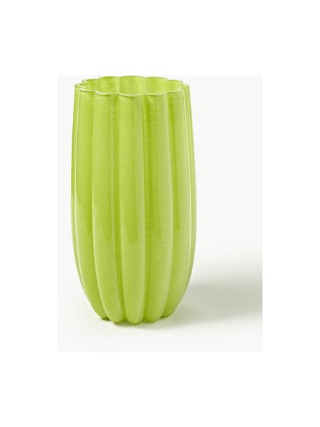 Mundgeblasene Glas-Vase Melon, H 38 cm, Glas, mundgeblasen, Hellgrün, Ø 21 x H 38 cm