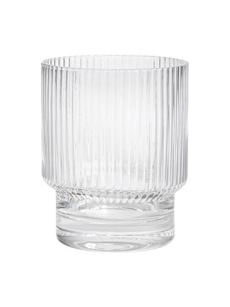 Handgefertigte Wassergläser Minna mit Rillenrelief, 4 Stück, Glas, mundgeblasen, Transparent, Ø 8 x H 10 cm, 300 ml