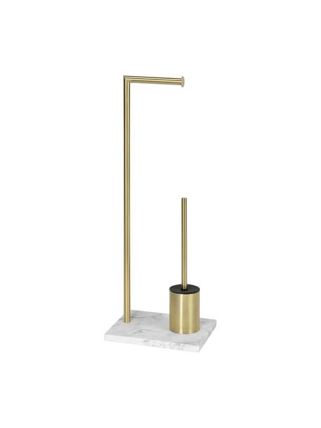 Porte-rouleaux WC avec brosse de toilette Albany, Couleur laitonnée, blanc, marbré, larg. 27 x haut. 73 cm