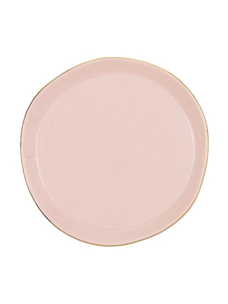 Assiette à pain porcelaine rose Good Morning, Ø 17 cm, Grès cérame, Rose, couleur dorée, Ø 17 cm