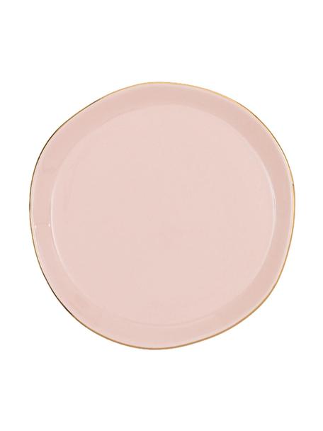 Broodbord Good Morning, Keramiek, Roze met goudkleurige rand, Ø 17 cm