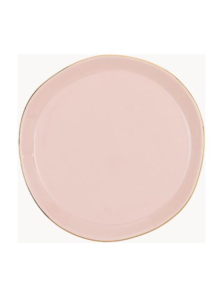 Broodbord Good Morning, Keramiek, Roze met goudkleurige rand, Ø 17 cm