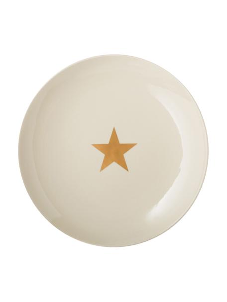 Speiseteller Star mit goldenem Stern, Keramik, Gebrochenes Weiss, Goldfarben, Ø 25 cm