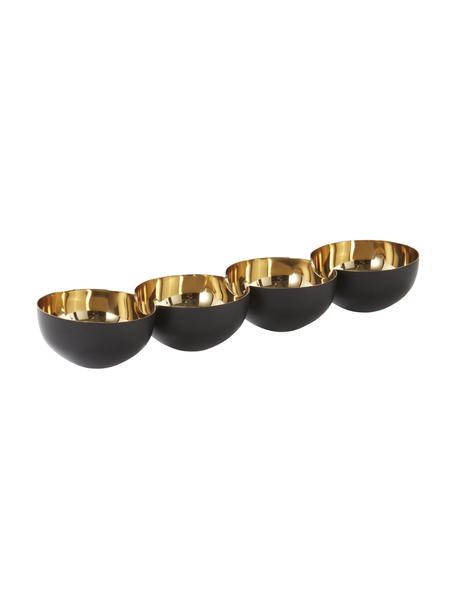 Ciotoline da aperitivo Lola, Alluminio rivestito, Dorato, nero, Larg. 40 x Alt. 5 cm